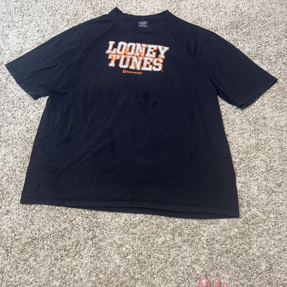 Looney Tunes T-Shirt SOUTHPOLE Black Graphics Cartoon 4xb Y2k Space Faded Grunge